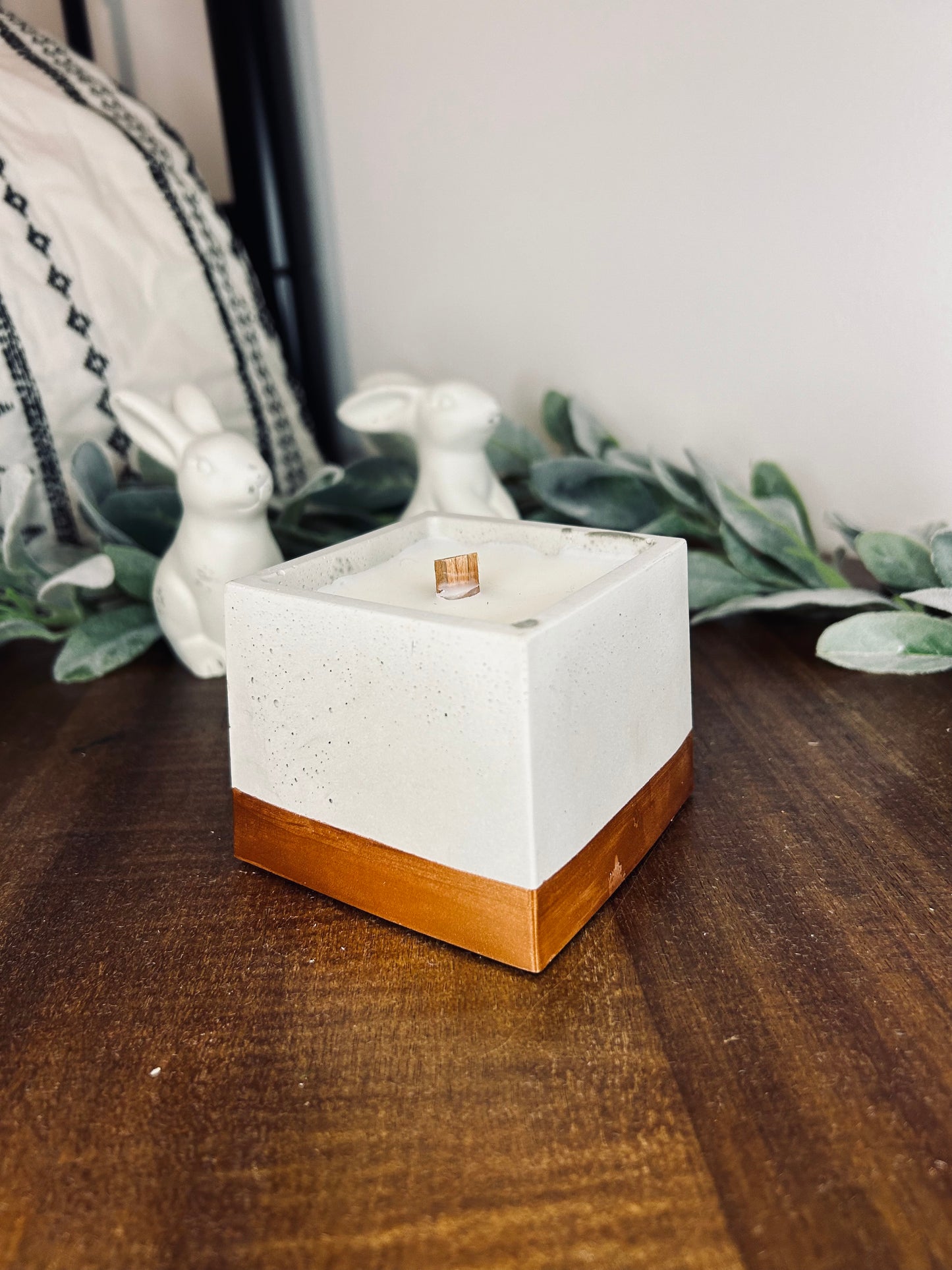 5oz Square Light Grey with Bottom Copper Concrete Vessel